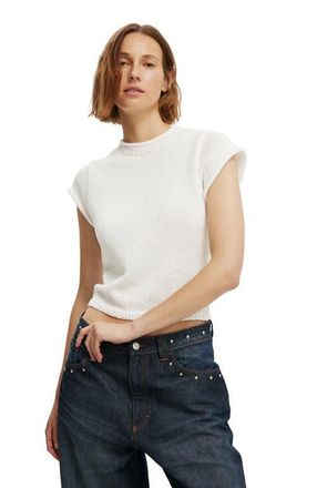 Cotton On Womens Textured Shortsleeve Knit Top in Porcelain at Nordstrom, Size Xx-Small