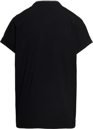 Brunello Cucinelli Womens T-Shirt V-Neck Black Stretch Cotton T-Shirts & Jerseys