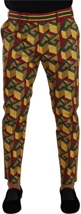 Dolce & Gabbana DG Mania Tapered Broek met All-Over Logo Print - Heren - Slim Fit Broeken - Veelkleurig - M - Katoen - Broeken