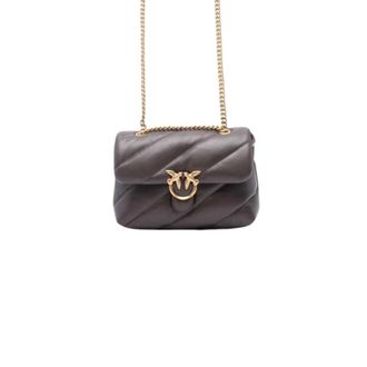 Pinko Pinko - Kleine Horizontale Schoudertas - Dames - Tassen - Bruin - Maat: ONE Size Leer