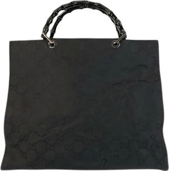 Gucci Pre-owned Handbags, female, Black, Size: ONE SIZE Pre-owned Bamboo Nylon Handbag