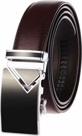 Generic Mens Genuine Leather Ratchet Belt, 3.5 cm Width, Automatic Zinc Alloy Buckle, Black, Red,brown,White, Blue, Black and brown (Brown dark)