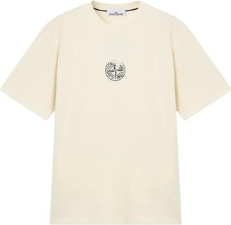 Stone Island Tops, Heren, Beige, S, Compass 2100001 T-Shirt