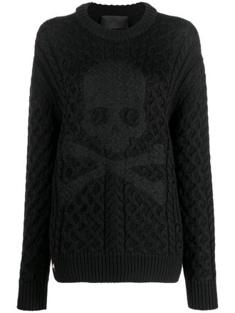 Philipp Plein embossed skull wool jumper - women - Wool - S - Black