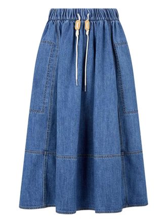 TOMBOY Gonna midi denim con coulisse - Blu