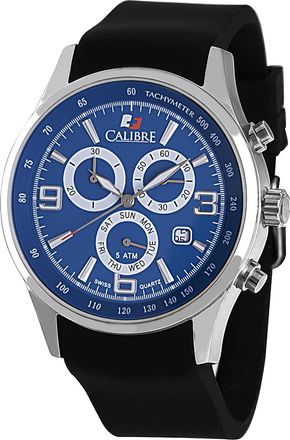 Calibre Mauler Blue Dial Chronograph Black Rubber Mens Watch SC-4M1-04-003