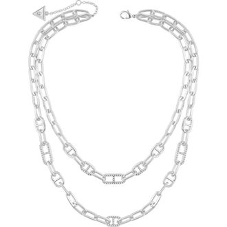 Guess Layered Mariner Chain Necklace in Silver Tone at Nordstrom Rack