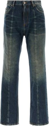 Versace Distressed Straight Jeans - Heren - Regular Fit Jeans - Blauw - W32 - Katoen - Jeans