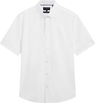 Ted Baker Heren Oxford Normaal Overhemd Met Korte Mouwen (Wit)