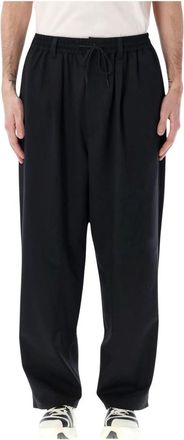 Yohji Yamamoto Refined Wool Track Pants - Heren - Wijde Broeken - Zwart - S - Wol - Broeken