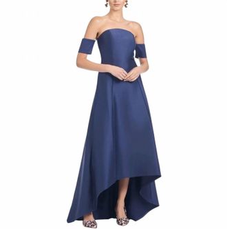 Sachin & Babi Agyness Hi-Lo Strapless Gown In Blue