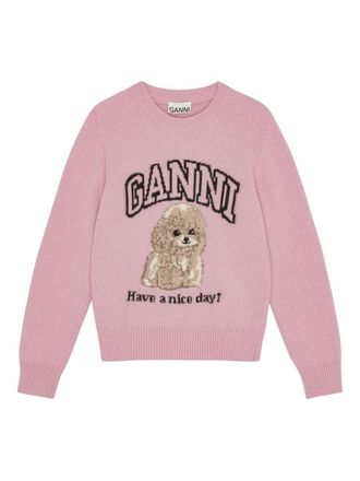 Ganni Pink Wool-Blend Sweater