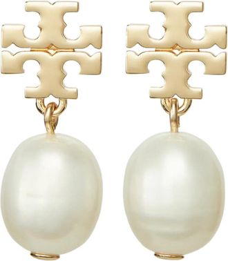 Tory Burch Kira Pearl Drop Earrings - Dames - Oorbellen - Geel - ONE Size - Accessoires
