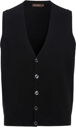 Oscar Jacobson Guiseppe Regular Fit Vest - Heren - Vesten - Zwart - L - Wol - Truien & Vesten