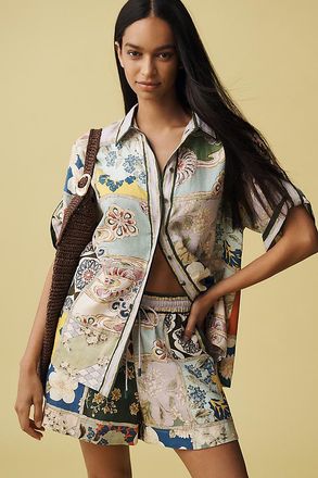 Alemais Bianca Linen Short-Sleeve Buttondown Shirt