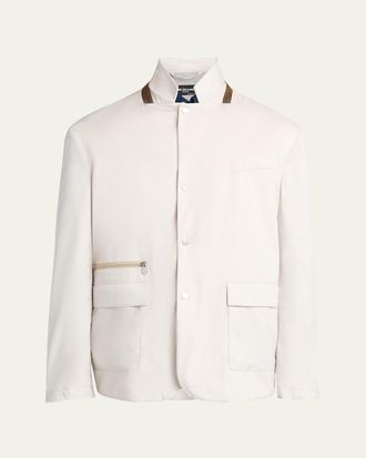 Kiton Mens Leather Full-Zip Overshirt Jacket