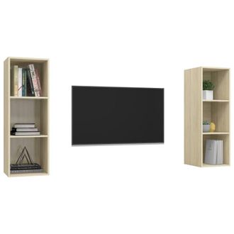 Berkfield Home Practical Wall-mounted TV Cabinets 2 pcs Sonoma Oak Engineered Wood in Light Tan