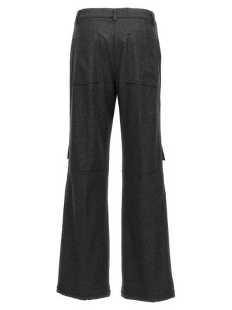 P.A.R.O.S.H. Wool-Blend Ruffled-Pocket Cargo Pants - Charcoal