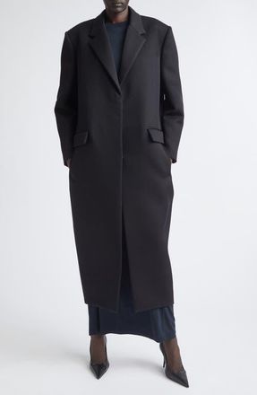Balenciaga Wool Gabardine Long Sack Coat in 1000 Black at Nordstrom, Size 10 Us