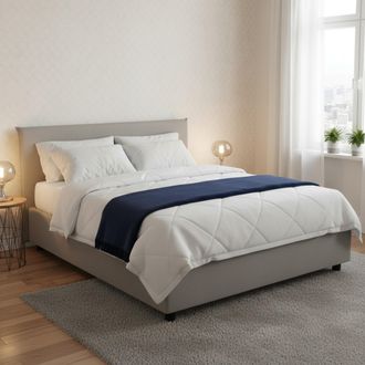 Talamo Italia Talamo Italia - Cama Matrimonial Brenda, Cama Contenedor Con Revestimiento De Tela, 100% Made In Italy, Apertura Frontal, Con Colch&oacute;n Cm 160x200 Inclu