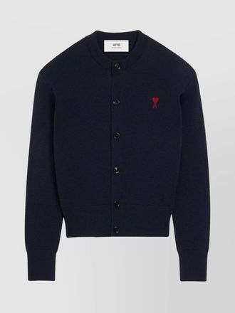 Ami merino wool ribbed buttoned cardigan