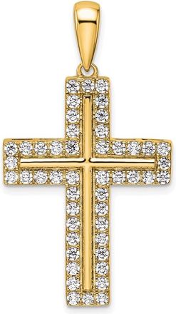 Diamond2Deal 14k Gold Lab Grown Diamond Cross Pendant (1ct, VS, D-E)