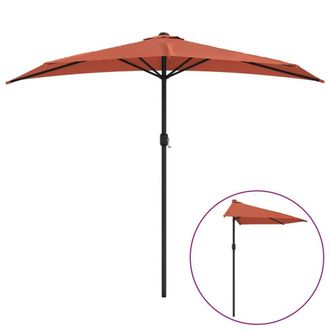 Berkfield Home Balcony Parasol with Aluminium Pole Terracotta 270x144x222 cm Half | Size: 270 x 144 x 222 cm