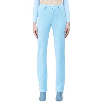 Maisie Wilen Gebreide Stretchbroek met Knoopsluiting - Dames - Slim Fit Broeken - Blauw - XS - Katoen - Broeken