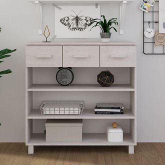 vidaXL Tavolo Consolle Bianco 90x35x90 cm Legno Massello di Pino - Vidaxl