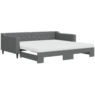 vidaXL Vidaxl - Sof&aacute; Cama Nido Con Colch&oacute;n Tela Gris Oscuro 100x200 Cm