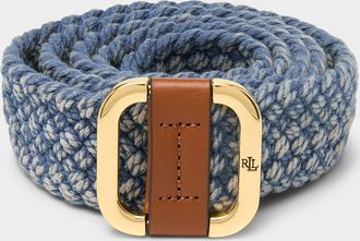 Lauren Ralph Lauren Womens Square-buckle braided cord belt