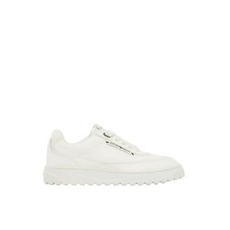 Emporio Armani Smooth leather lace-up Trainers with a textured rubber sole - male - Emporio Armani - Sneakers - White - 10 UK - Shoes