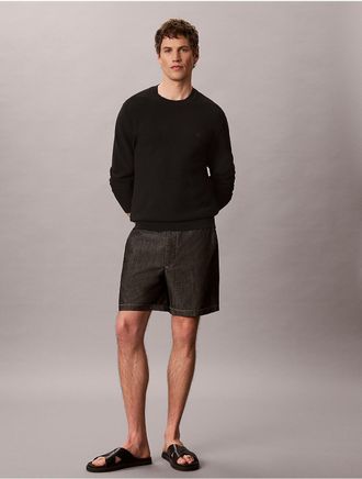 Calvin Klein Jeans Calvin Klein Mens Chambray Straight 7 Pull-On Shorts - Black - 2XL