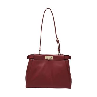 Fendi My Peekaboo Small - Dames - Tassen - Rood - Maat: ONE Size Leer