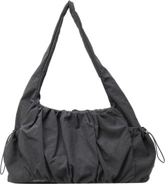 Generic Women Padded Underarm Bag Large Capacity Cloud Pleated Shoulder Bag Soft Armpit Bag Solid Color Multi-pockets for Party Vacation (Grey)