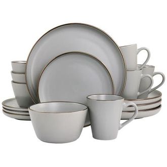 Elama Louis 16 Piece Stoneware Dinnerware Set in Grey at Nordstrom