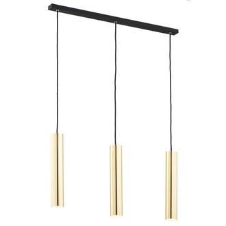 Netlighting Gomera Plus Bar Pendant Ceiling 3 Light Brass Steel Black Structure in Gold