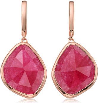 Monica Vinader Rose Gold Siren Large Nugget Earrings Pink Quartz