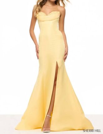 Sherri Hill Strapless Prom Gown In Yellow