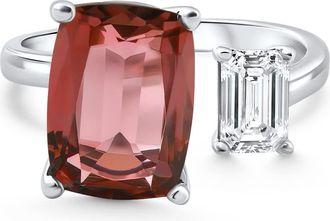 Pompeii3 Genuine Tourmaline & Lab Grown Diamond Ring 14k White Gold Size 6 Size: 6