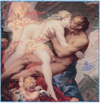 Vivienne Westwood The Kiss Silk Logo Square Scarf - unisex - Accessoires - Veelkleurig - ONE Size - Accessoires