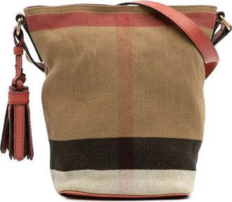 Burberry Borsa a secchiello Ashby mini in tela con motivo a quadri e nappa 2000-2017 - Marrone