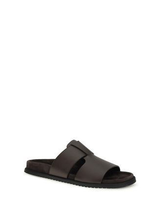 Dolce & Gabbana Mens Leather Sandals Ebano 1