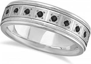 Allurez Black Diamond Ring for Men Wedding Band in Palladium (0.40ct)