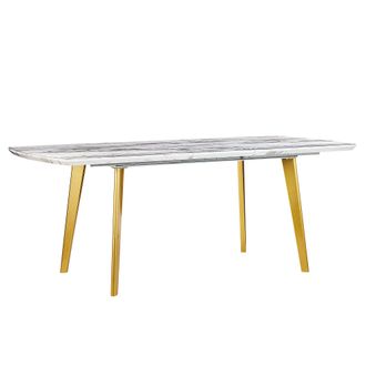 Beliani Beliani - Mesa De Comedor Efecto M&aacute;rmol Mdf Patas De Hierro Dorado Tapa Extensible Rectangular 160/200 X 90 Cm Dise&ntilde;o Moderno Mosby