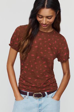 Pilcro Bennie 100% Cotton Slim Puff Sleeve Tee