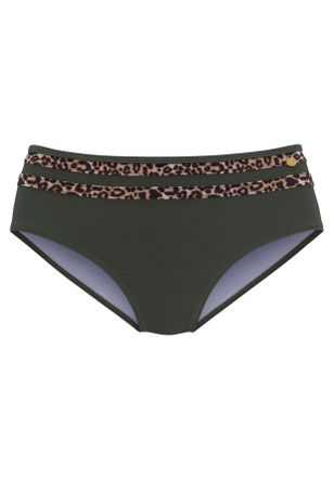 Lascana Highwaist-Bikini-Hose LASCANA Adelin, Damen, Gr. 32, N-Gr, gr&uuml;n (oliv, leo), Recycling-Polyamid, unifarben, Badehosen Highwaist-Bikini-Hose, mit bedru