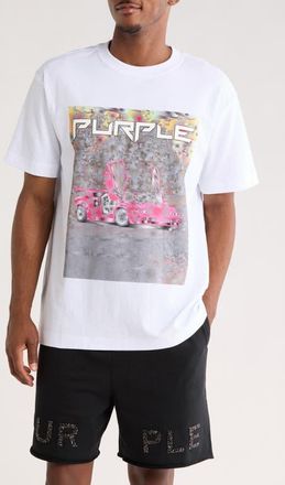 Purple Race Car Cotton Graphic T-Shirt in White at Nordstrom, Size X-Large
