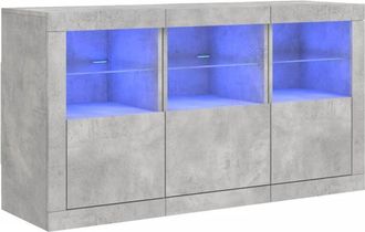 vidaXL Sideboard with led Lights Concrete Grey 123x37x67 cm Vidaxl