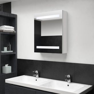 vidaXL Armario De Ba&ntilde;o Con Espejo Led Blanco Brillante 50x14x60 Cm Vidaxl